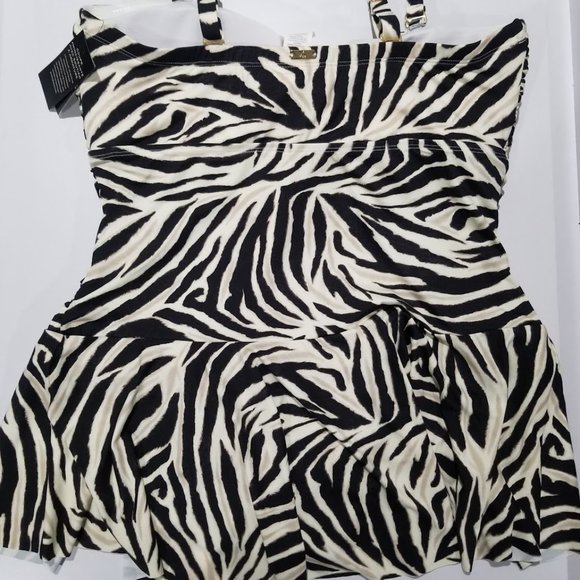 Lauren Ralph Lauren Plus Size Skirted One Piece Swimsuit Zebra Print - Picture 11 of 16